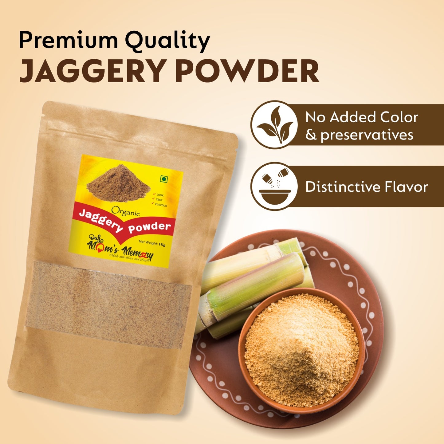 Jaggery Powder 1 kg | Crushed Granular | Nutrient Rich Organic Gud Powder | Hand-Crushed Jaggery Powder